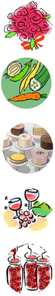icons showing flowers and baking